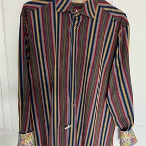 Robert Graham multicolored Red and Olive Casual Button Down Shirt